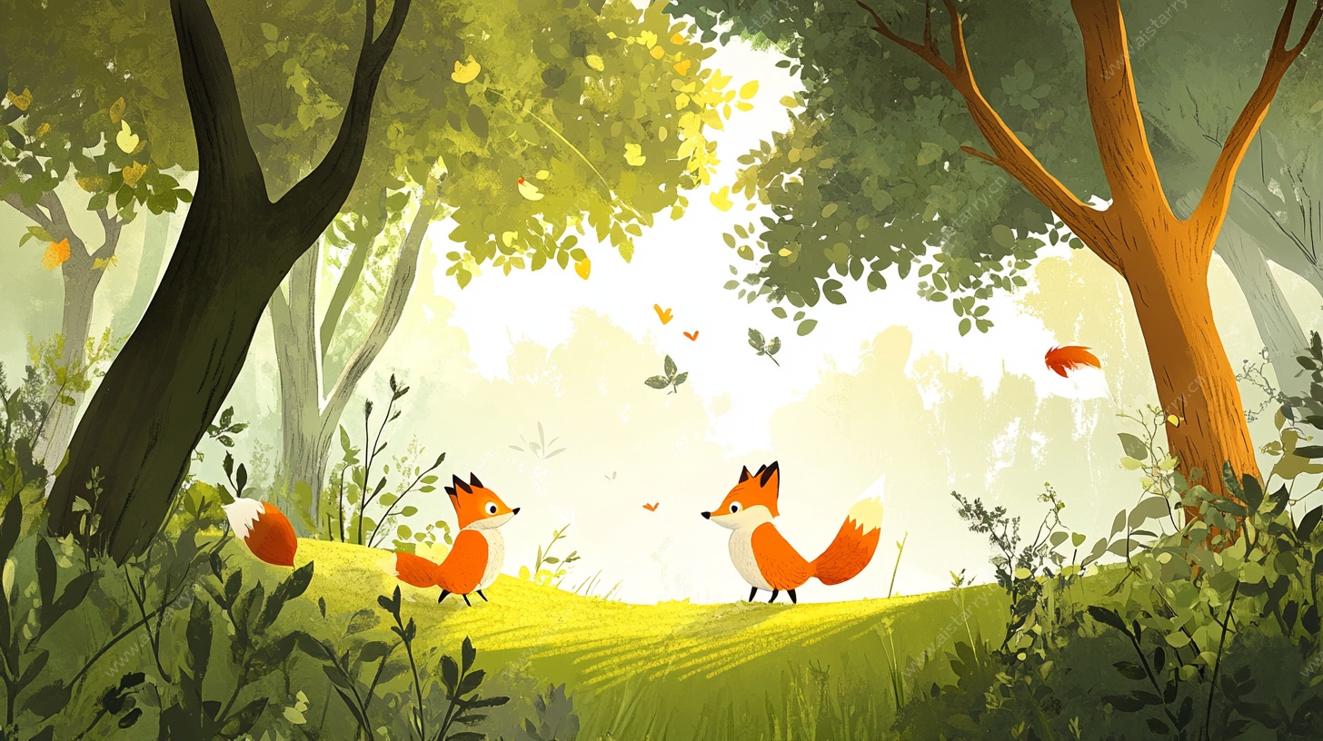 森林中的狐狸一家