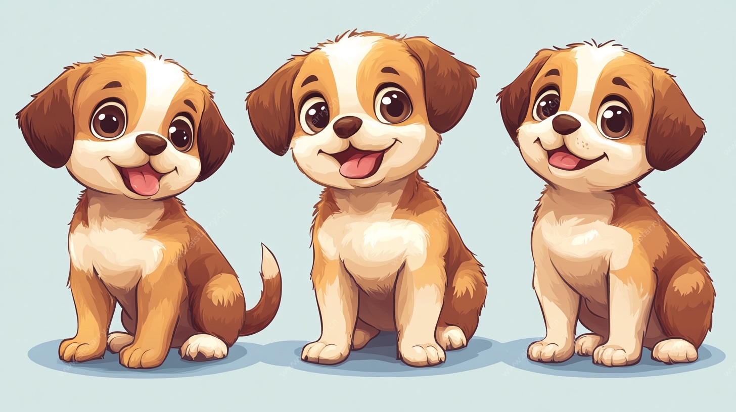 三只可爱小狗卡通形象
