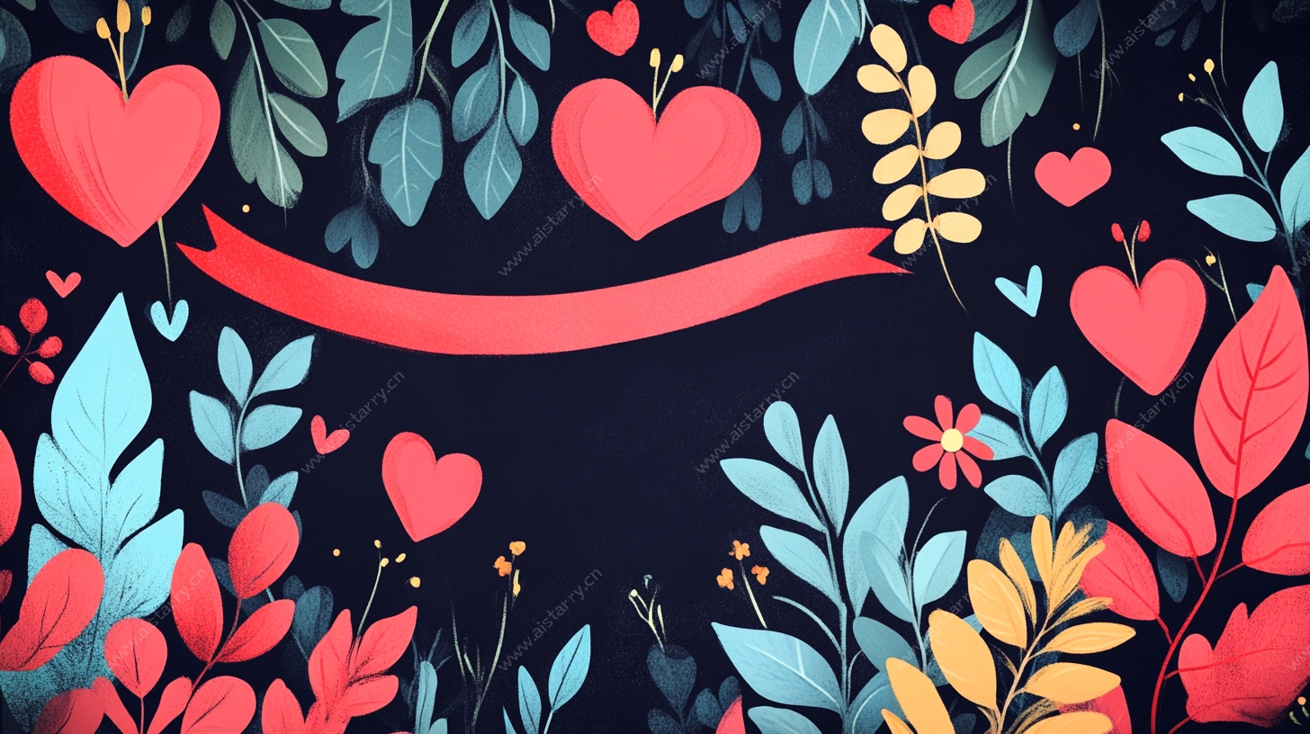 浪漫花卉爱心背景图案