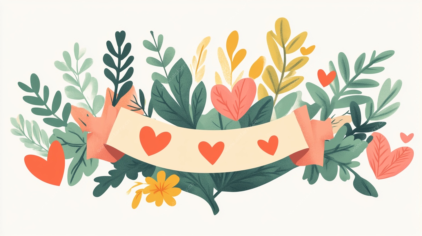 爱心植物横幅插画