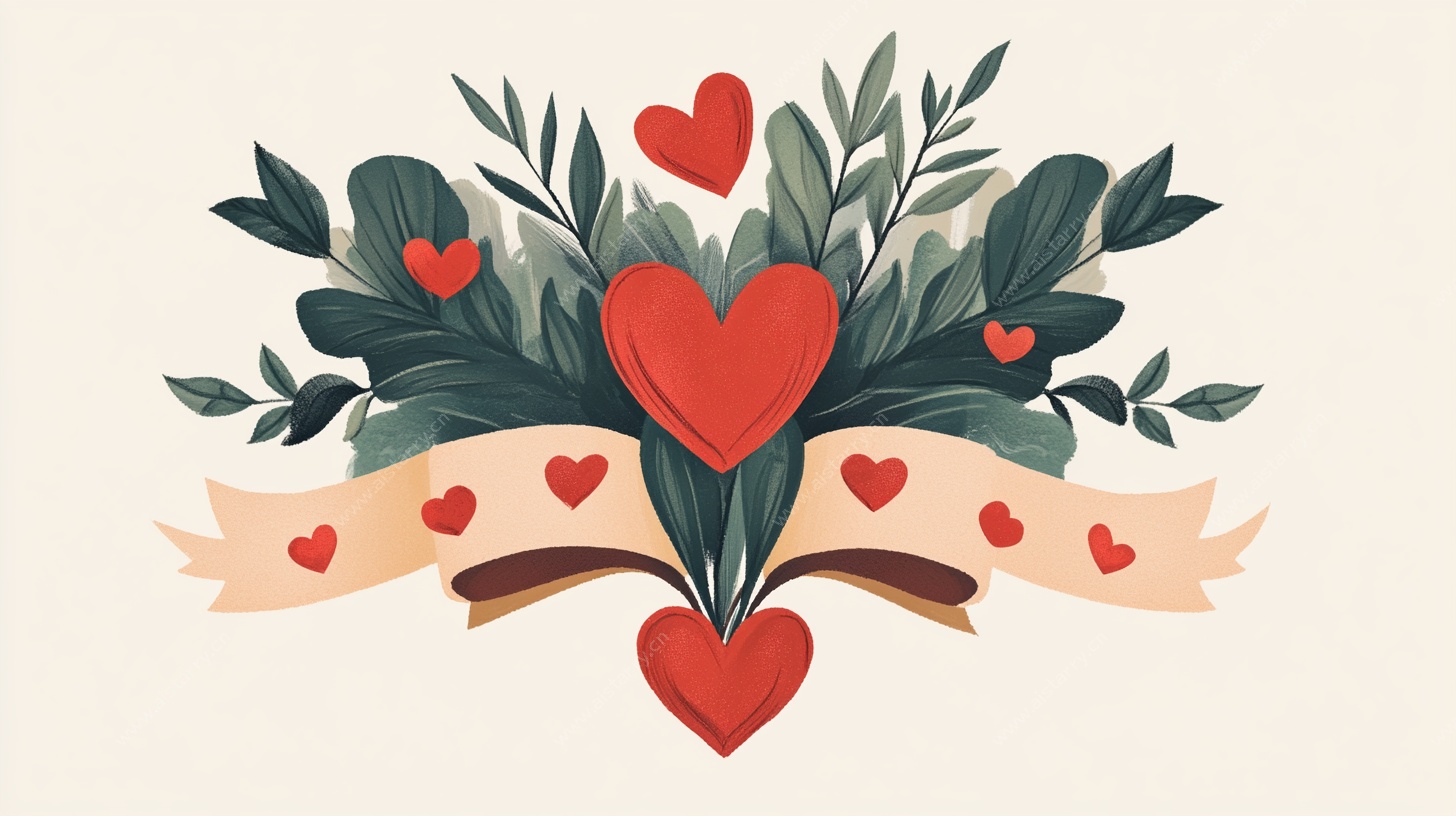 爱心绿植装饰图案