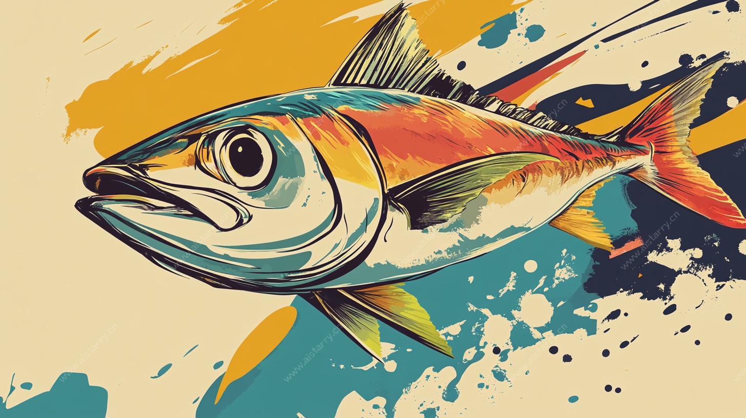 彩色插画风格的灵动海鱼