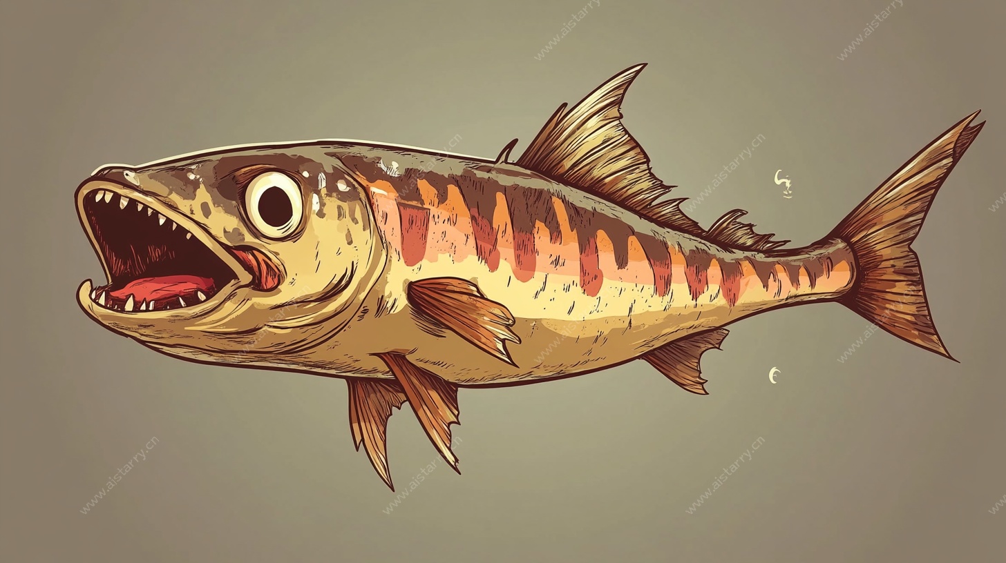 卡通凶猛大鱼插画