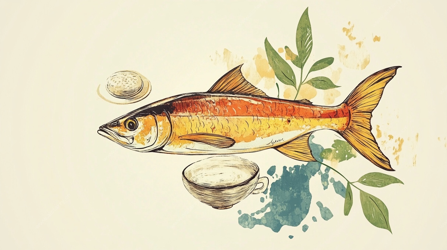 水彩风插画中的灵动小鱼