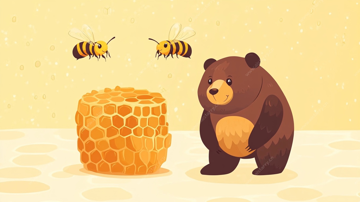 小熊与蜜蜂的蜂蜜场景