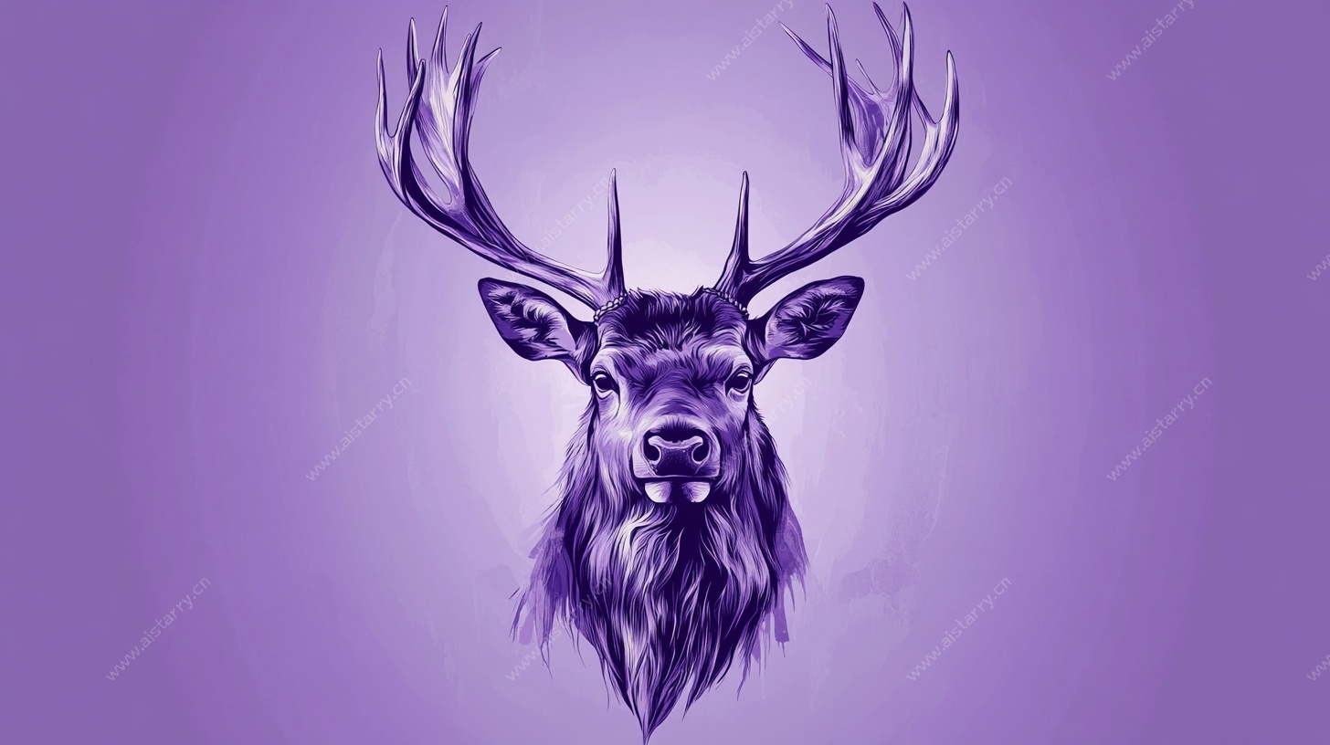 紫色麋鹿头像插画