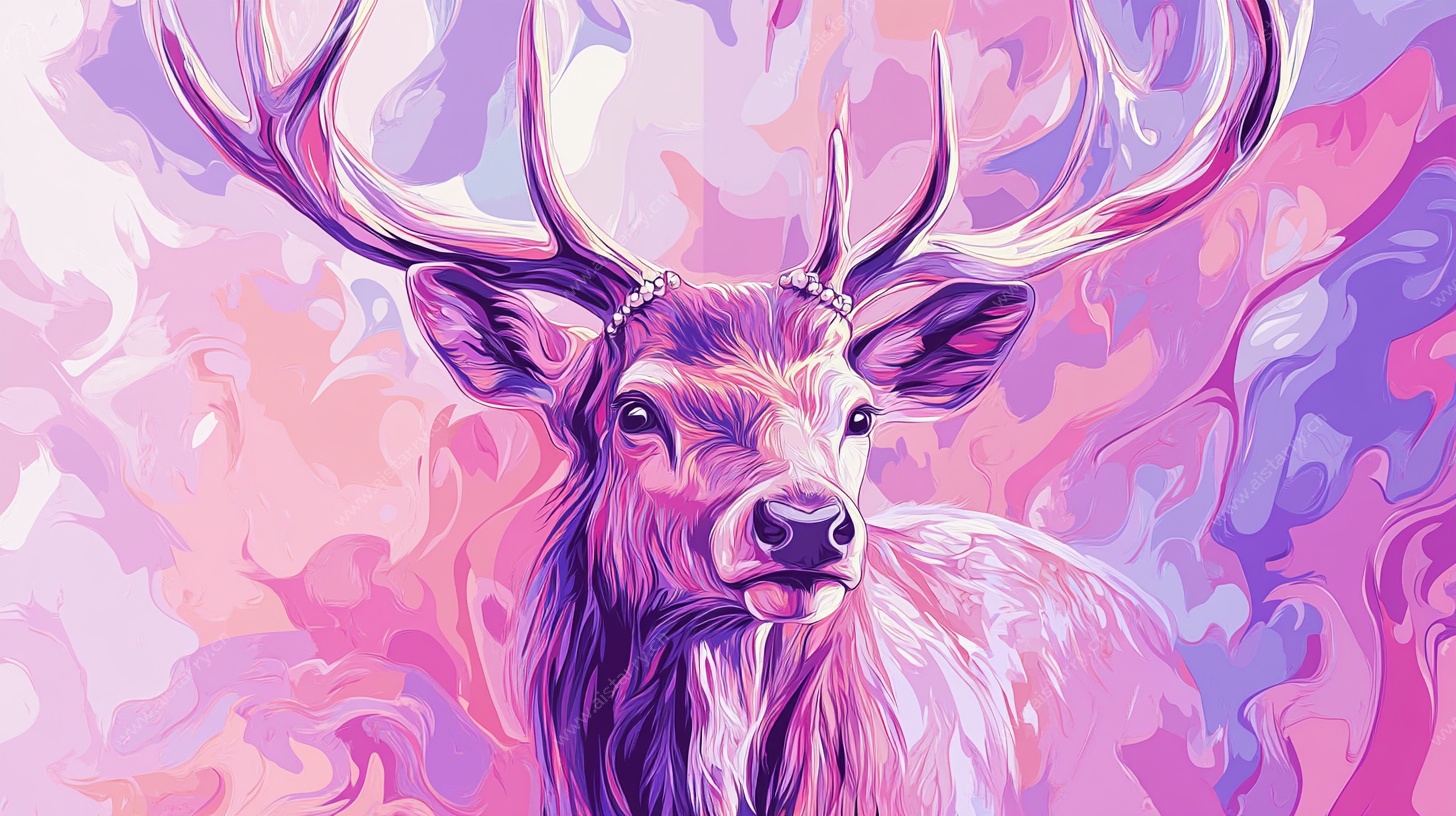 梦幻紫粉风鹿的艺术画像
