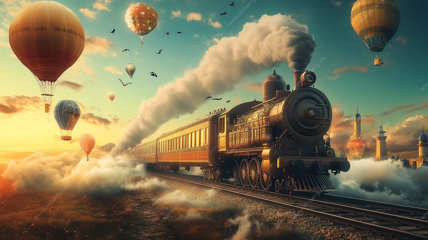 梦幻蒸汽火车与空中热气球