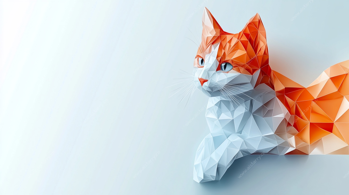 低多边形折纸风猫咪