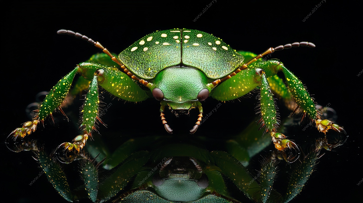 绿色斑点甲虫微距特写
