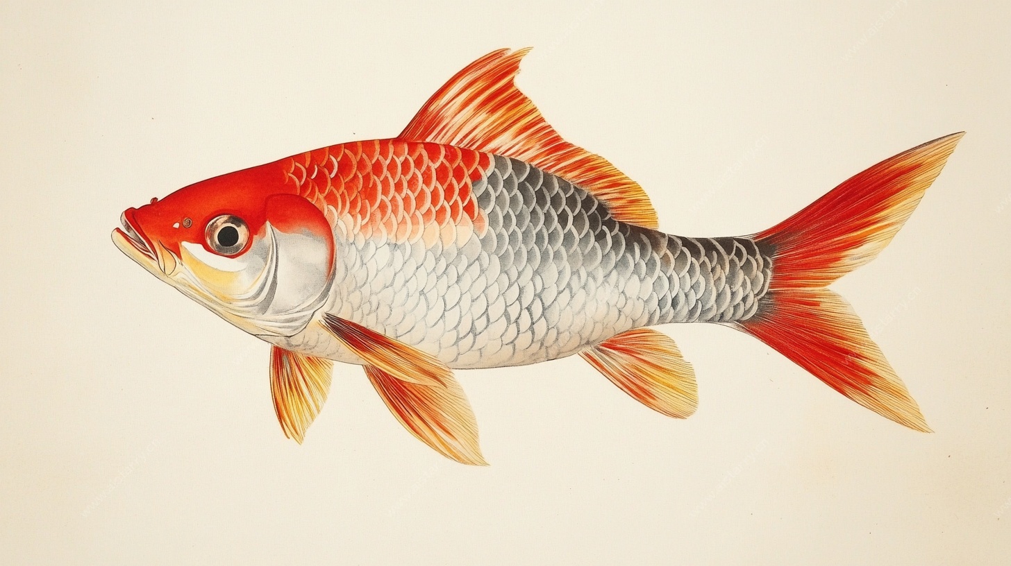 红色锦鲤插画