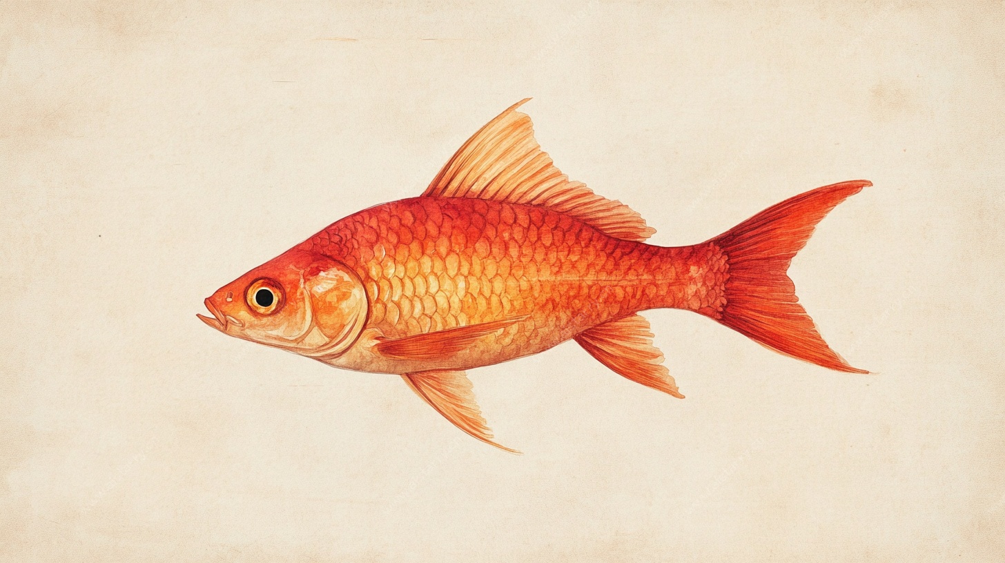 手绘红色金鱼插画