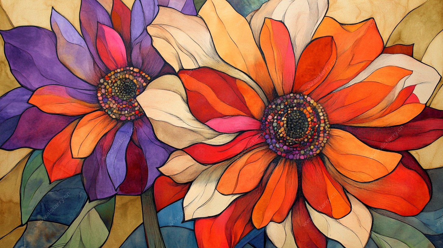 绚丽多彩花卉油画作品