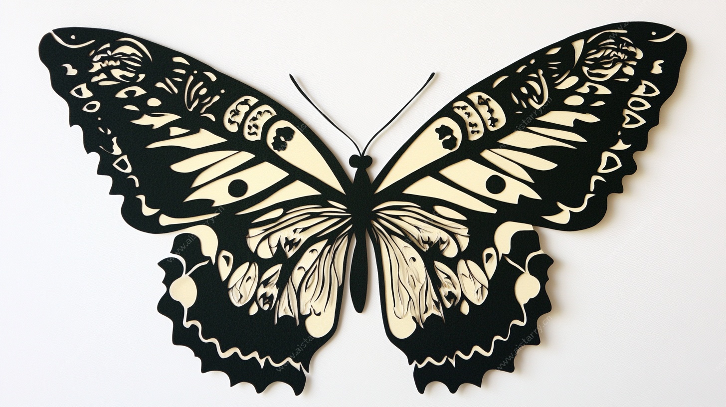 黑白花纹蝴蝶装饰图案