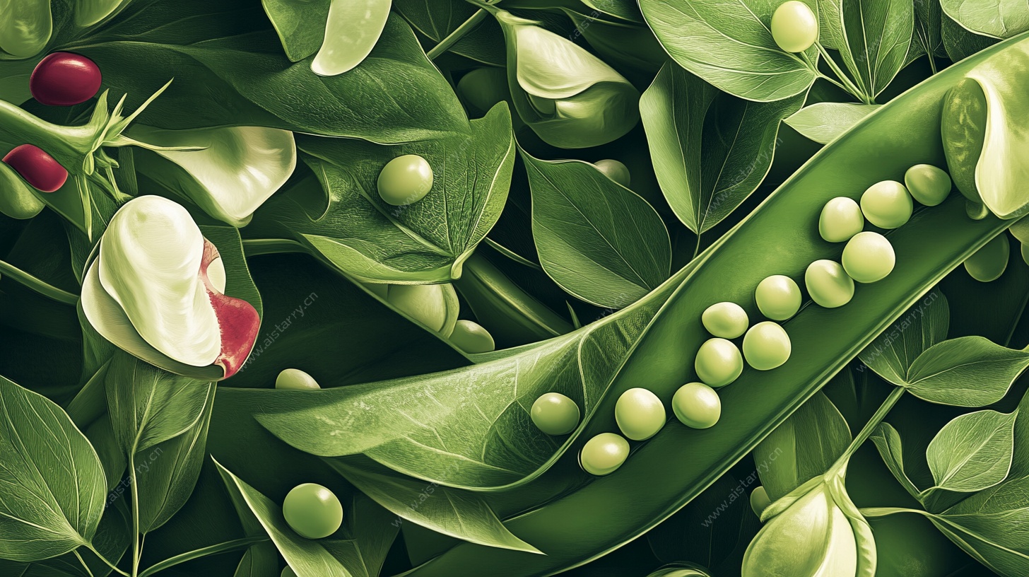 饱满青豆荚 清新植物插画