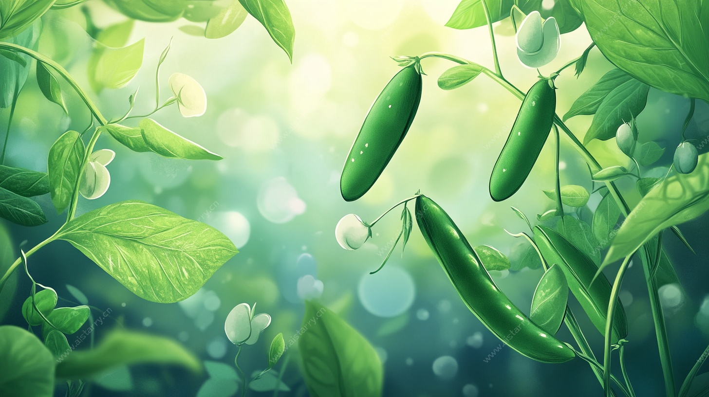 鲜嫩豌豆与繁茂绿叶图景