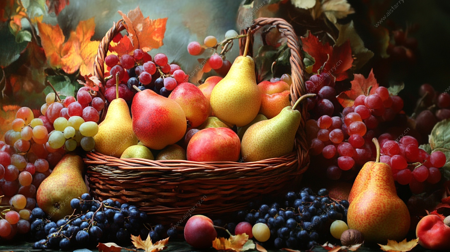 秋日果篮静物油画