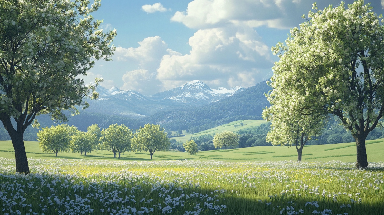 春日绿野风光图