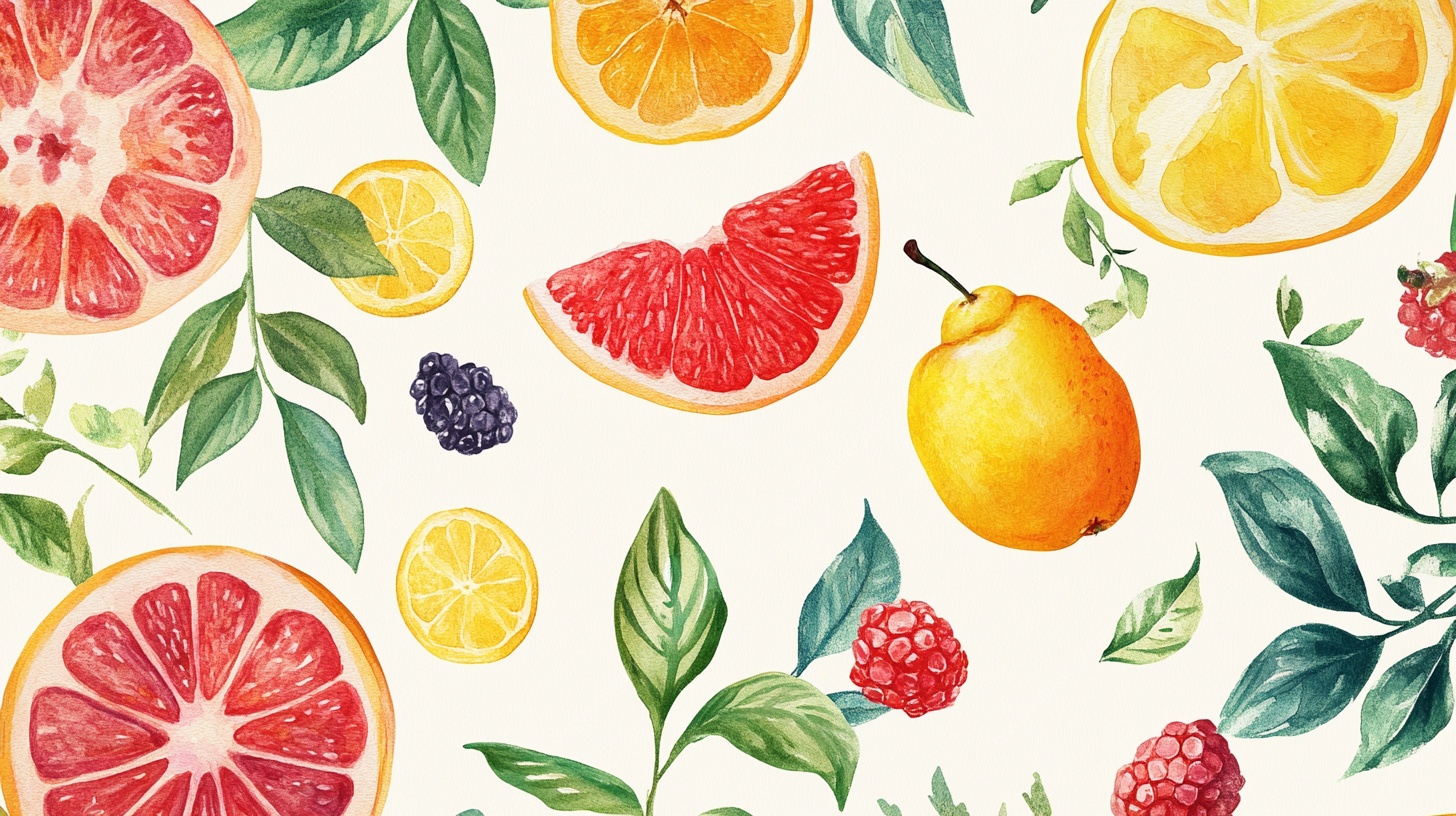 水彩水果花卉无缝图案