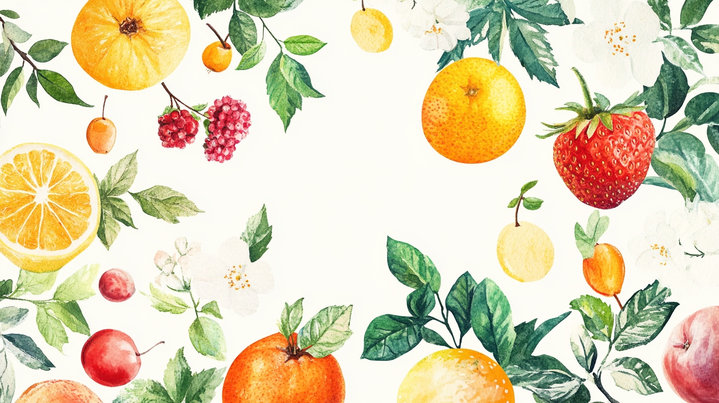 水彩风水果花卉插画背景