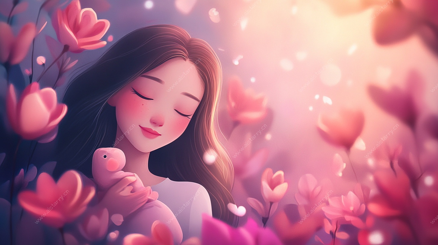 梦幻花中少女与玩偶