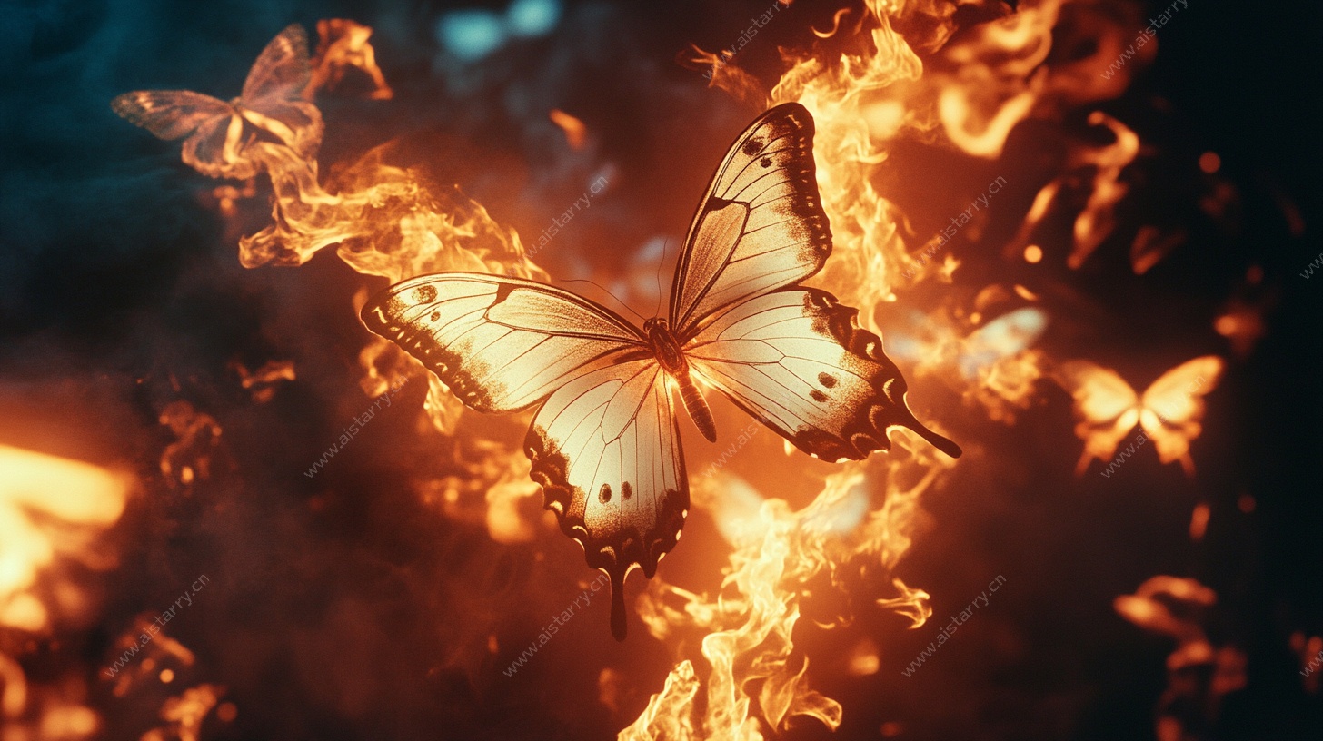 火焰中飞舞的梦幻蝴蝶