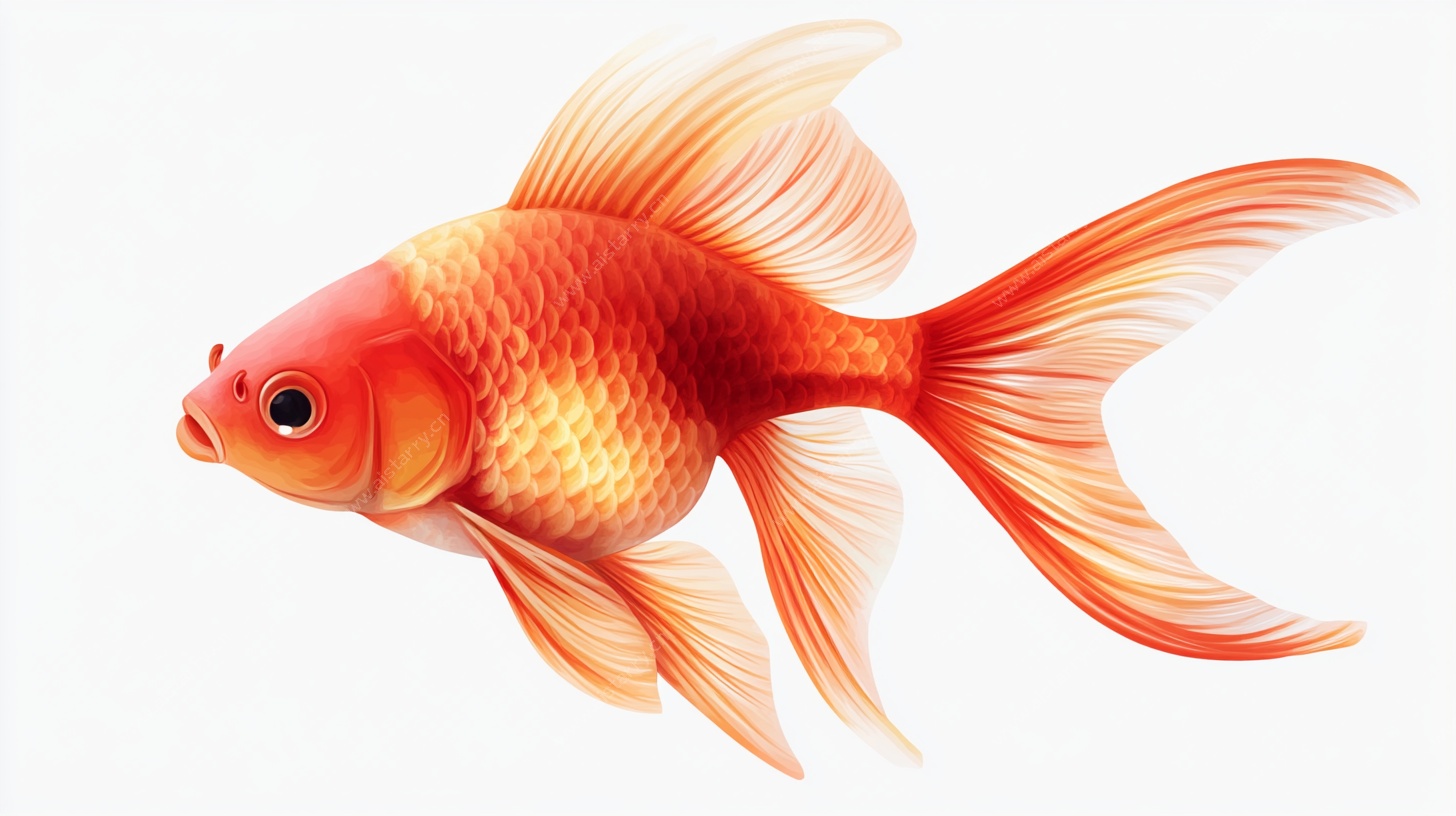 橙红色飘逸金鱼插画