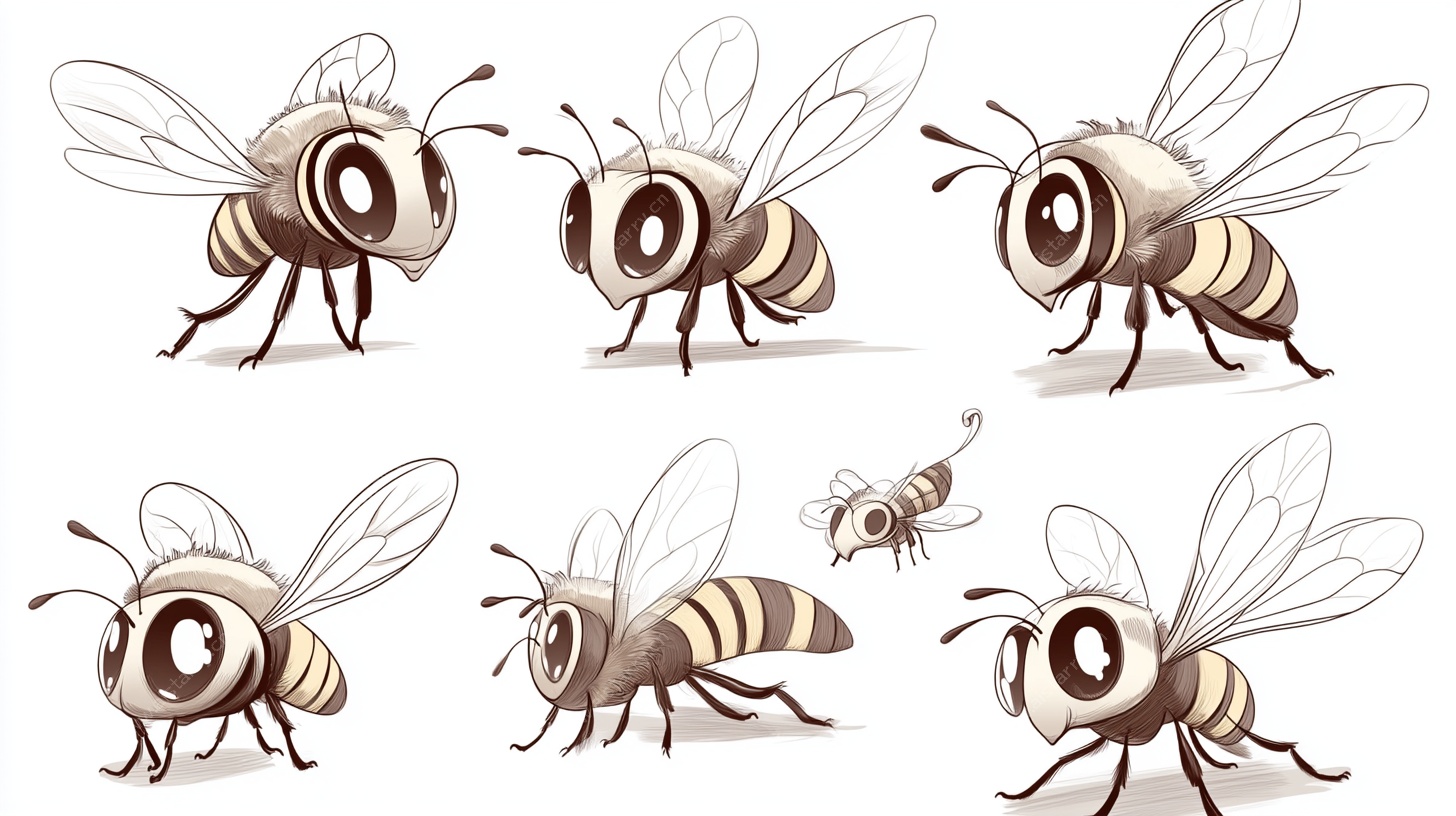 卡通蜜蜂姿态集合