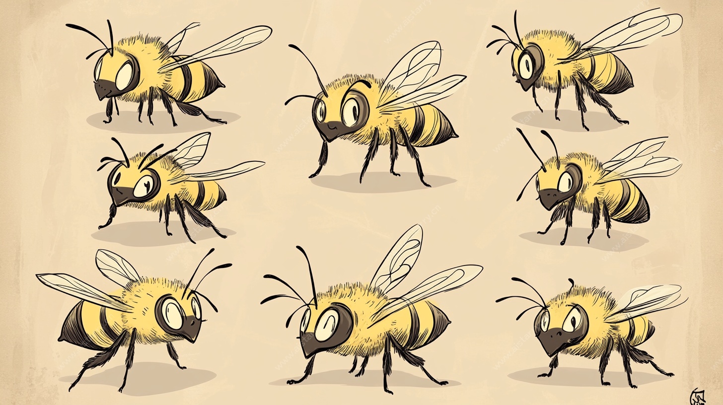 卡通蜜蜂姿态集合图