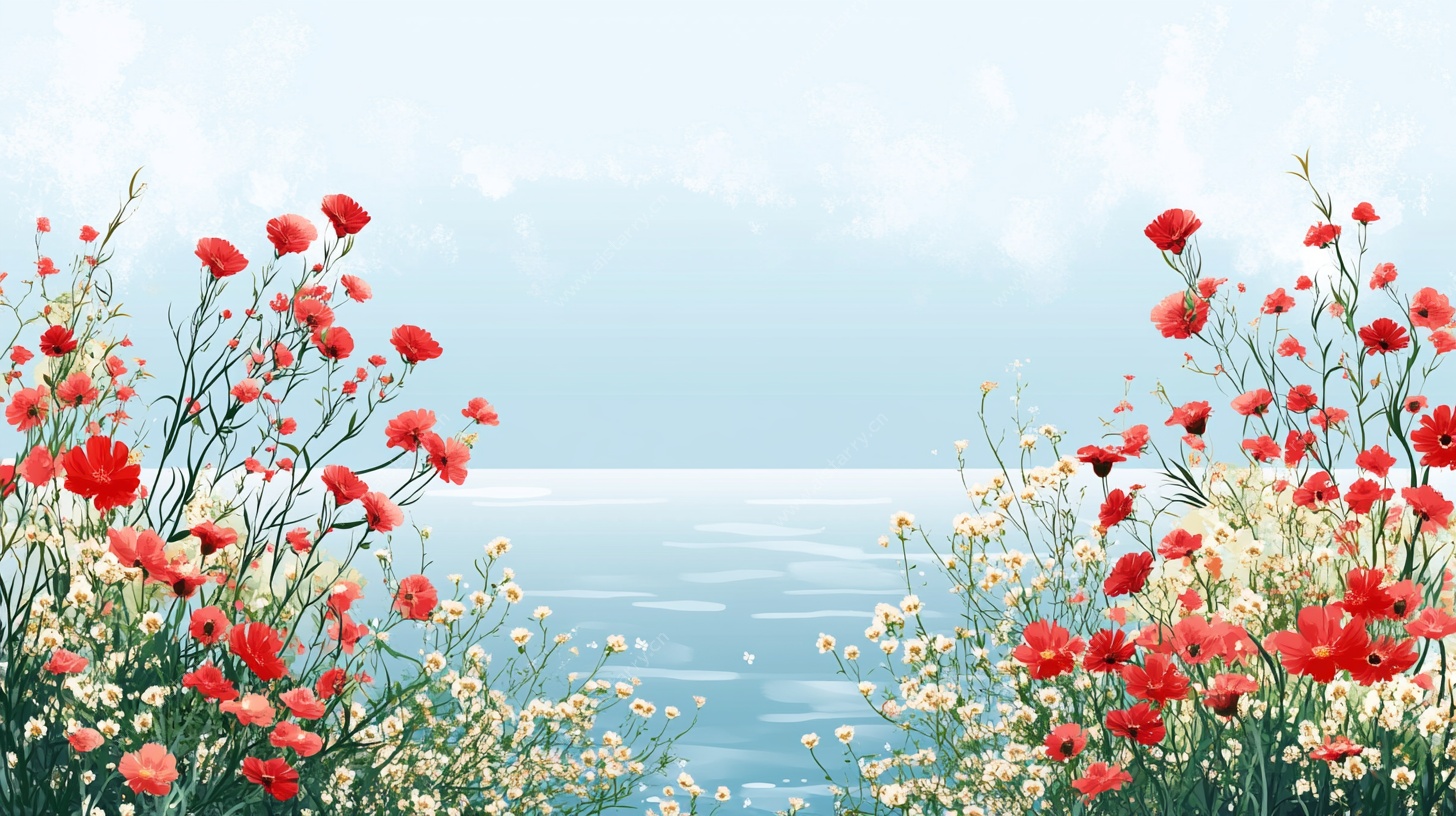 海边绽放的绚烂花海