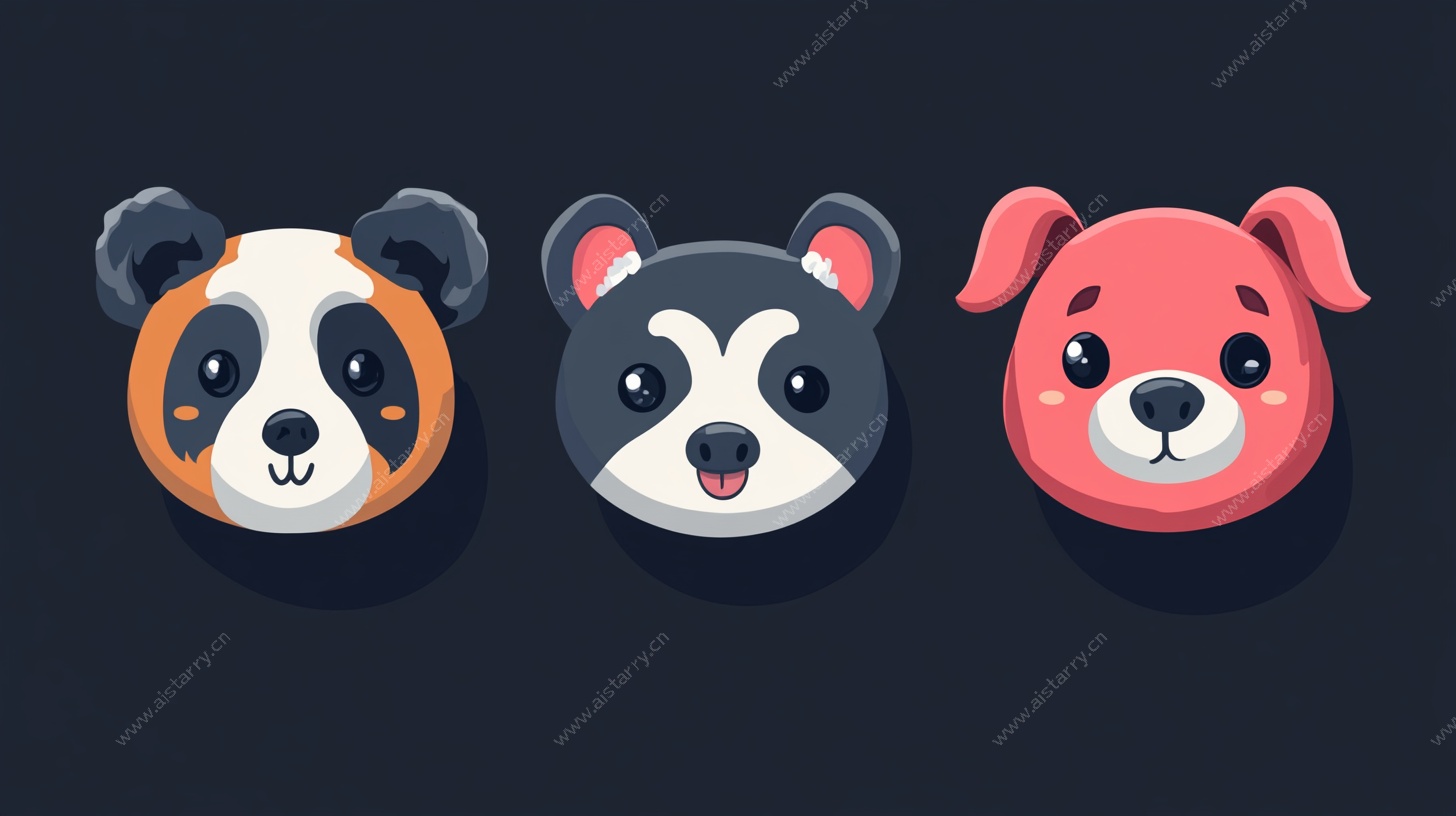 三只可爱卡通宠物头像