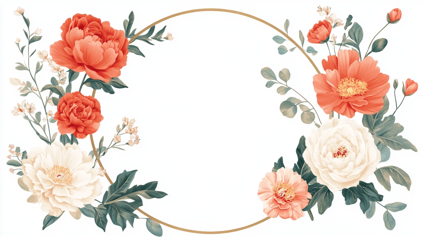 花卉环形边框图案设计