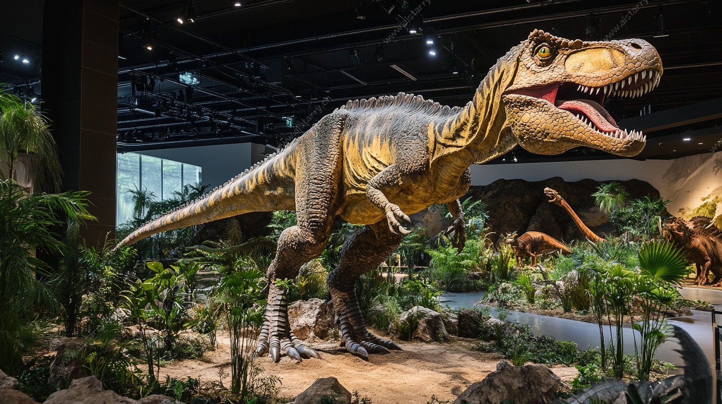 博物馆中的逼真恐龙模型