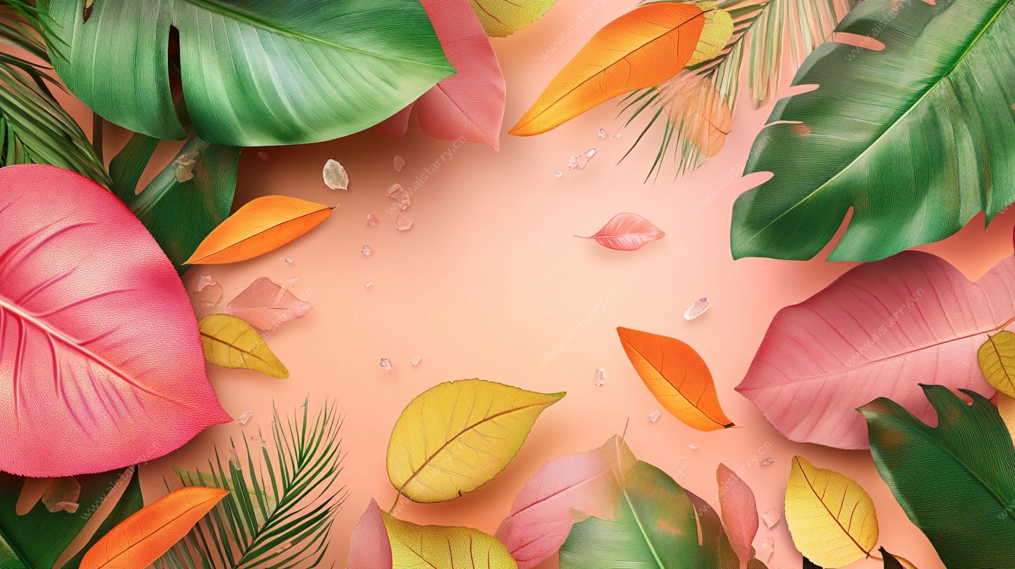 热带风情树叶背景图