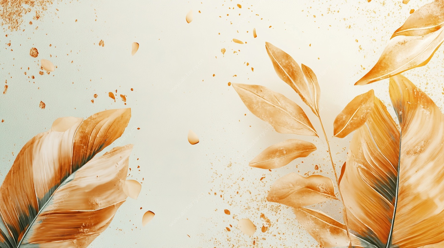 金色叶片背景图