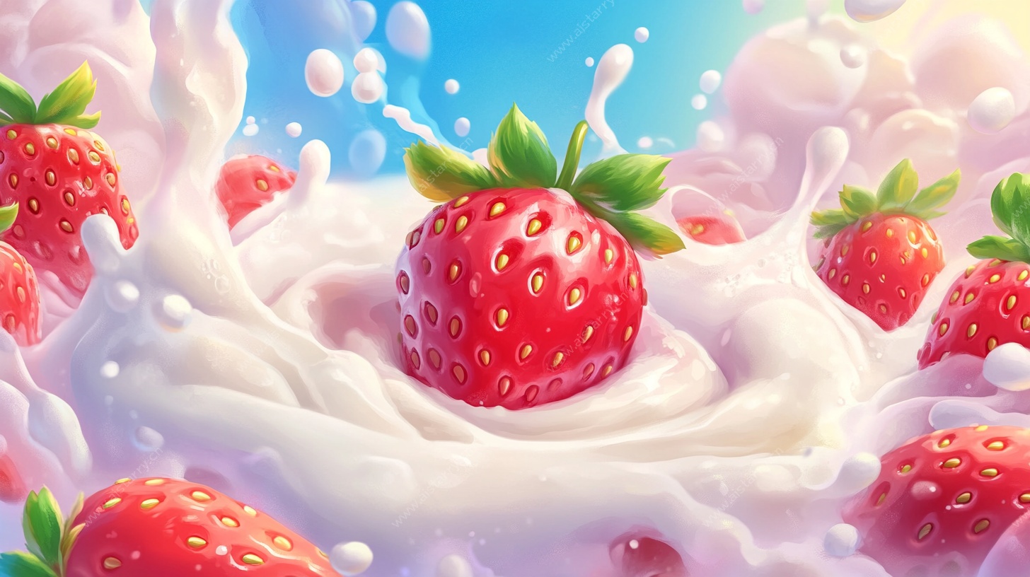 草莓跃入奶香世界