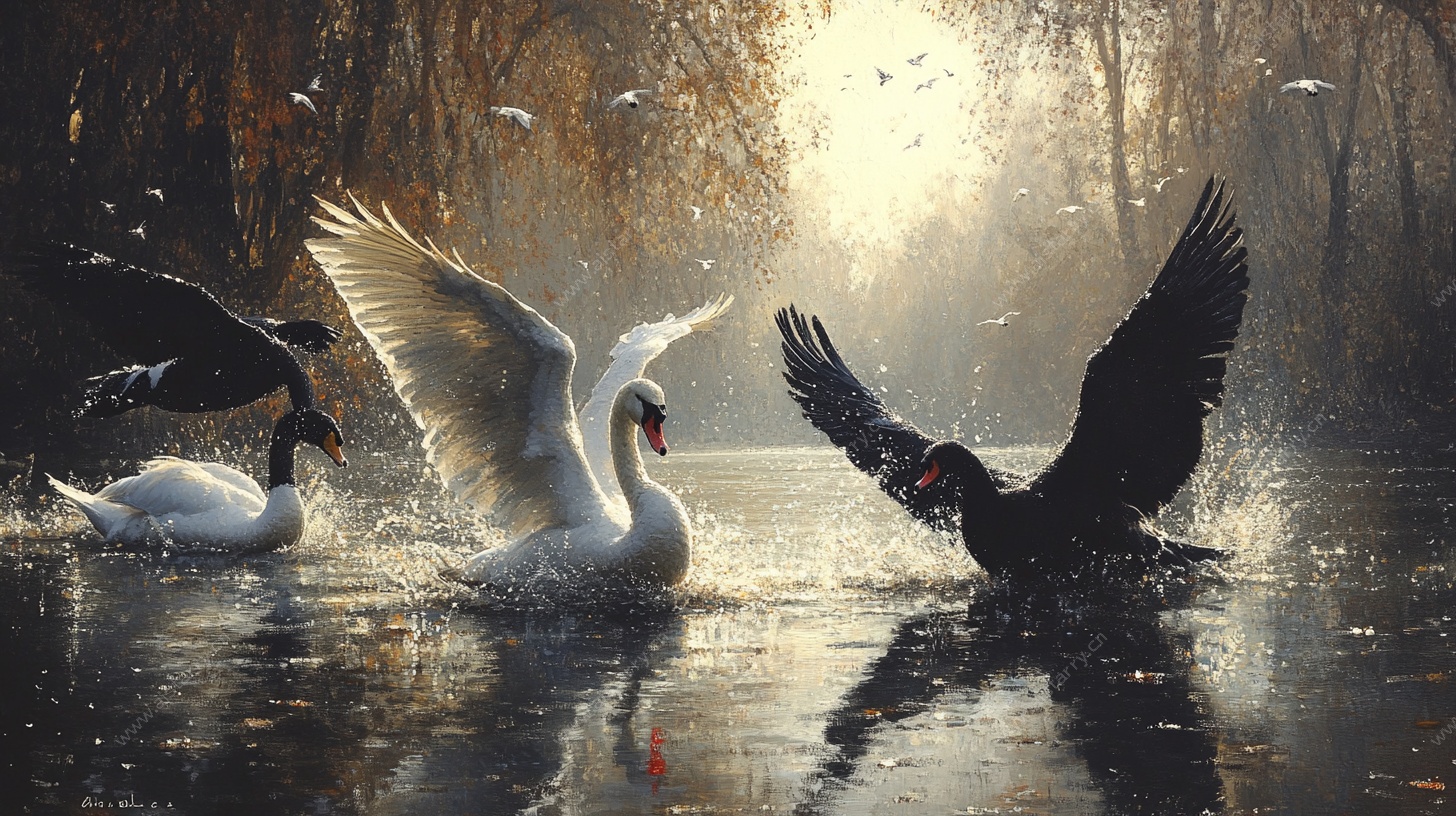 天鹅湖畔的灵动瞬间