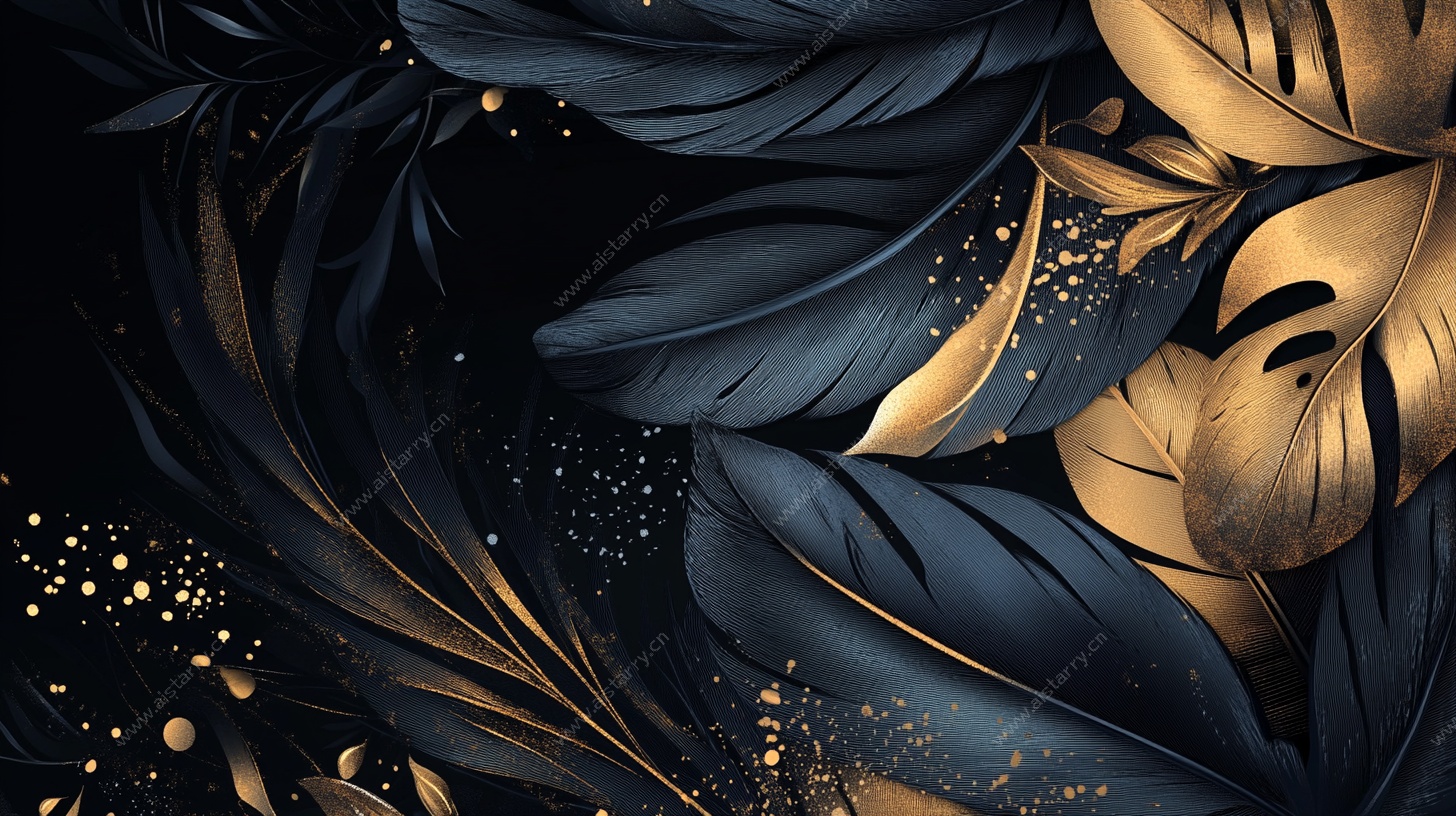 黑金羽毛梦幻背景图