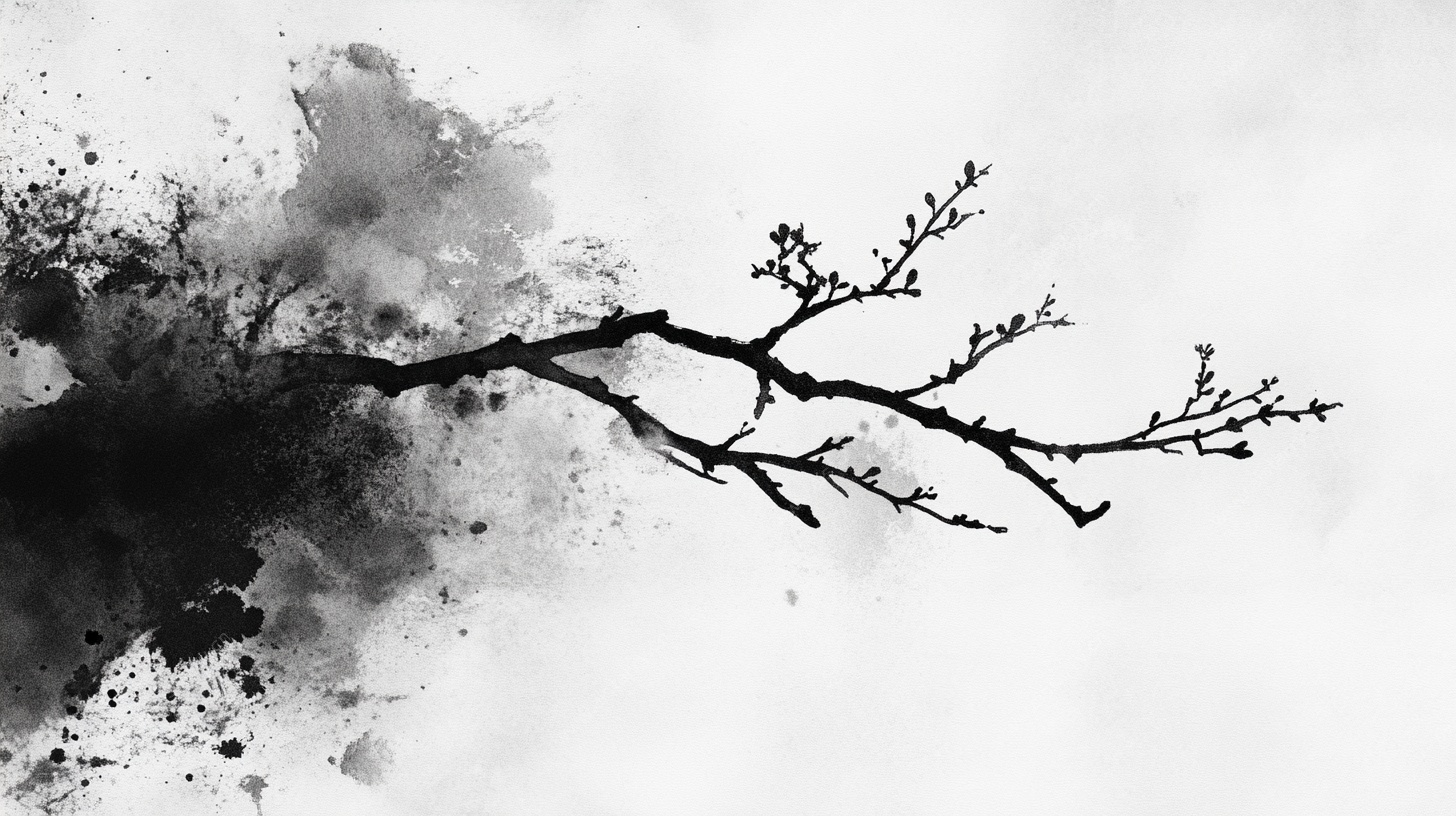 水墨孤枝图