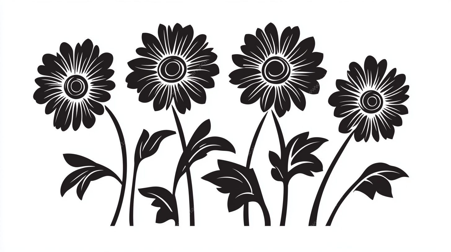 黑色花卉剪影图案