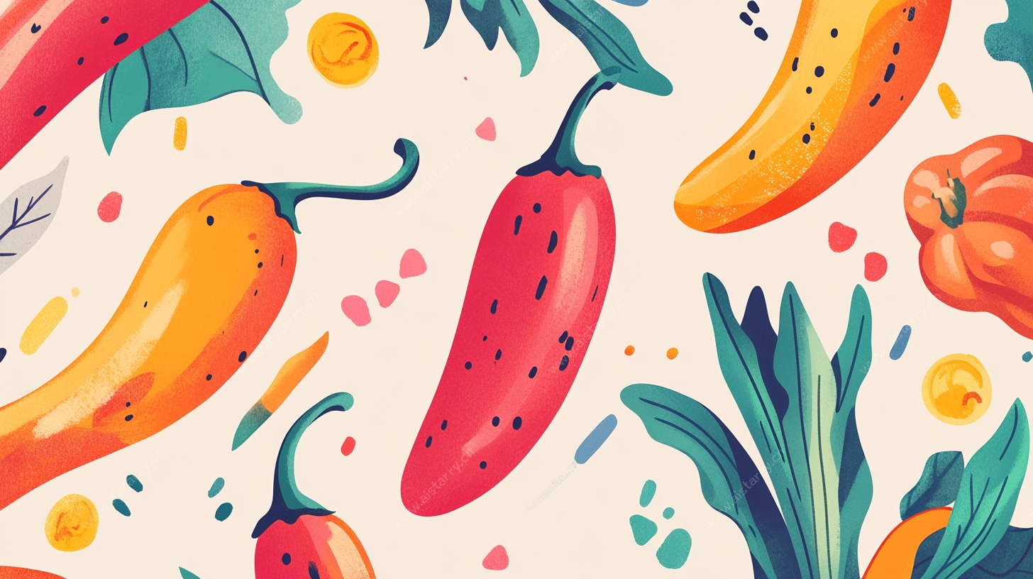 多彩辣椒插画