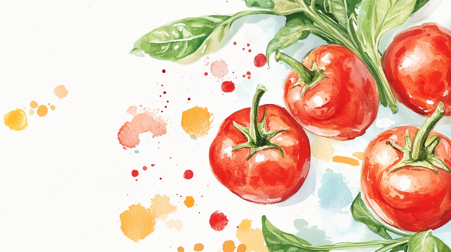 水彩风西红柿插画
