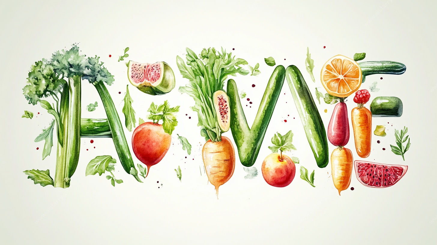 蔬菜字母创意插画