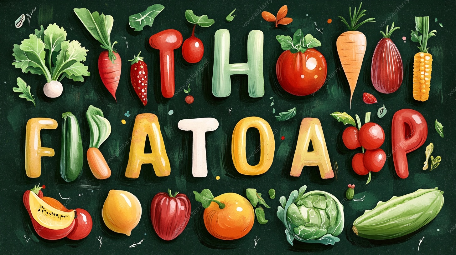 蔬菜字母创意插画