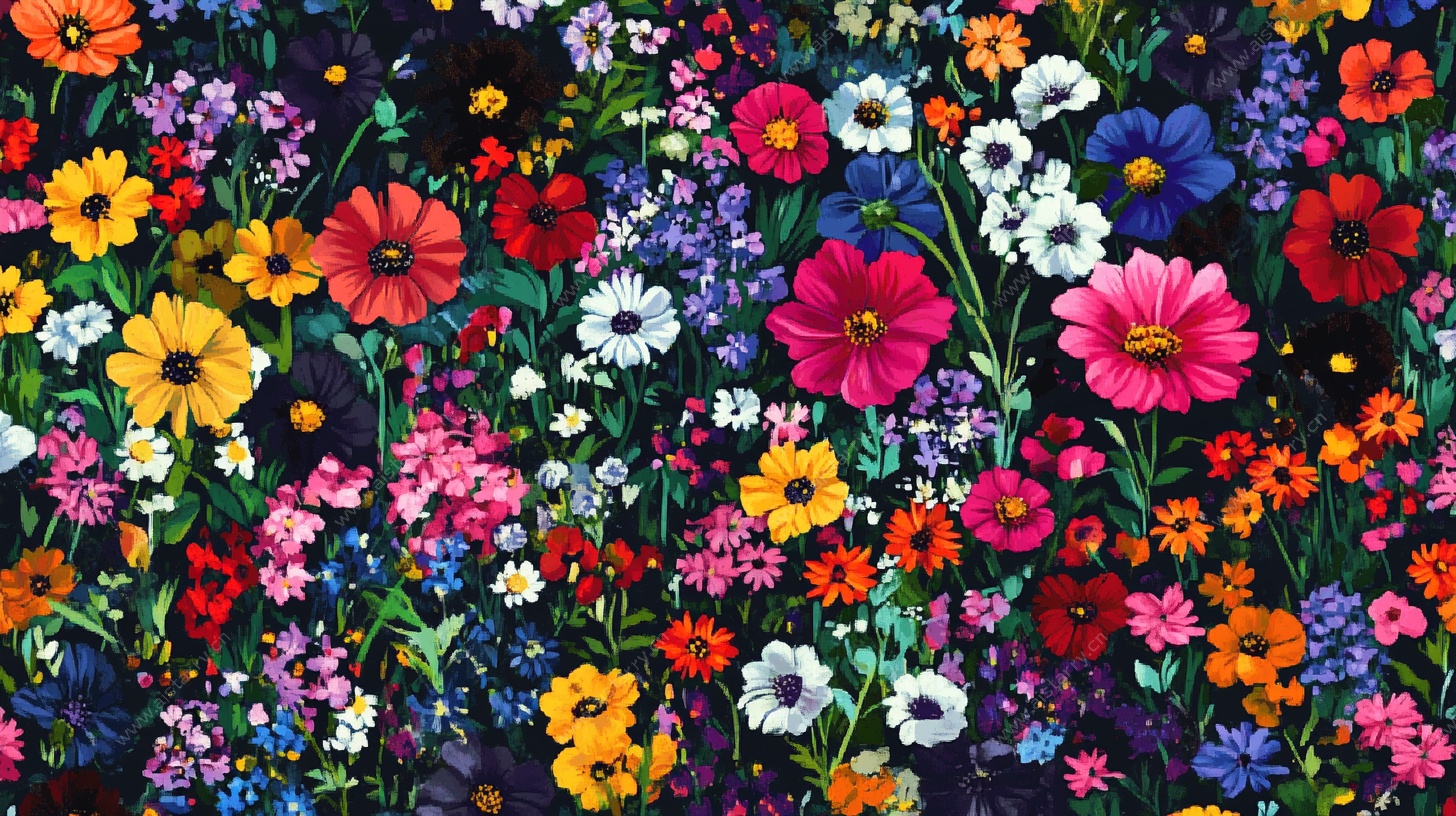 缤纷花卉图案背景图