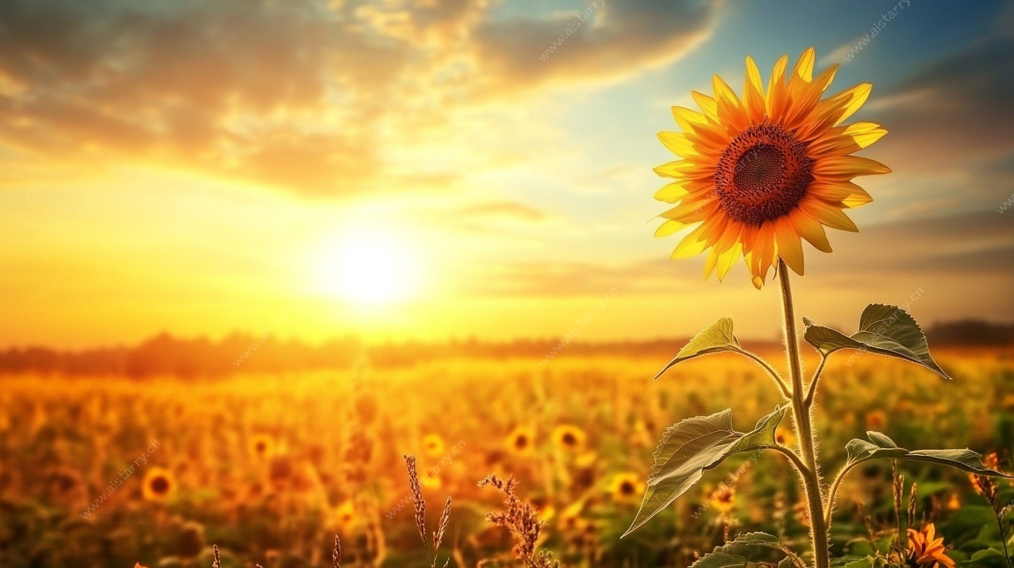 夕阳下的向日葵花海