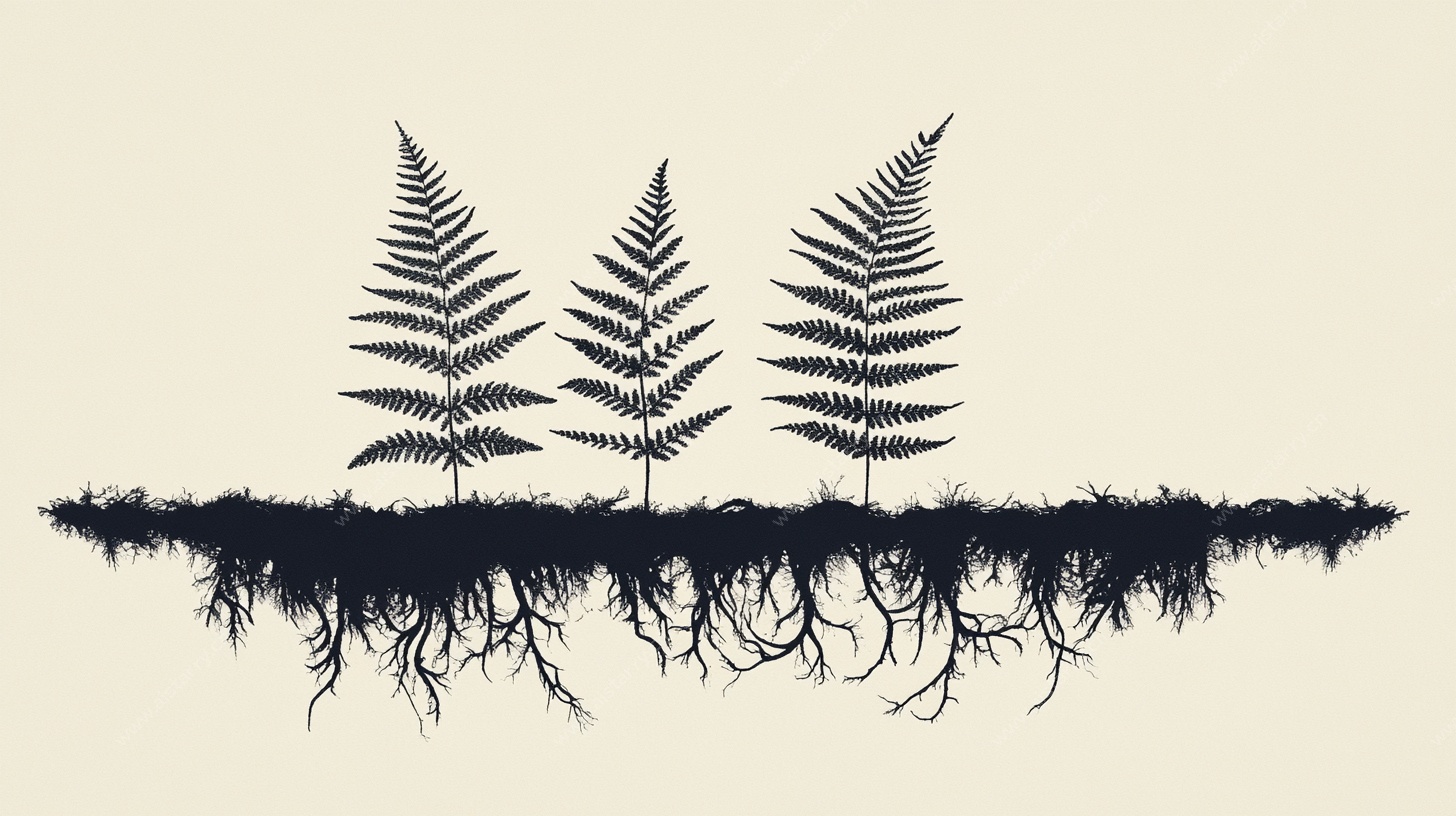 蕨类植物根系特写画面