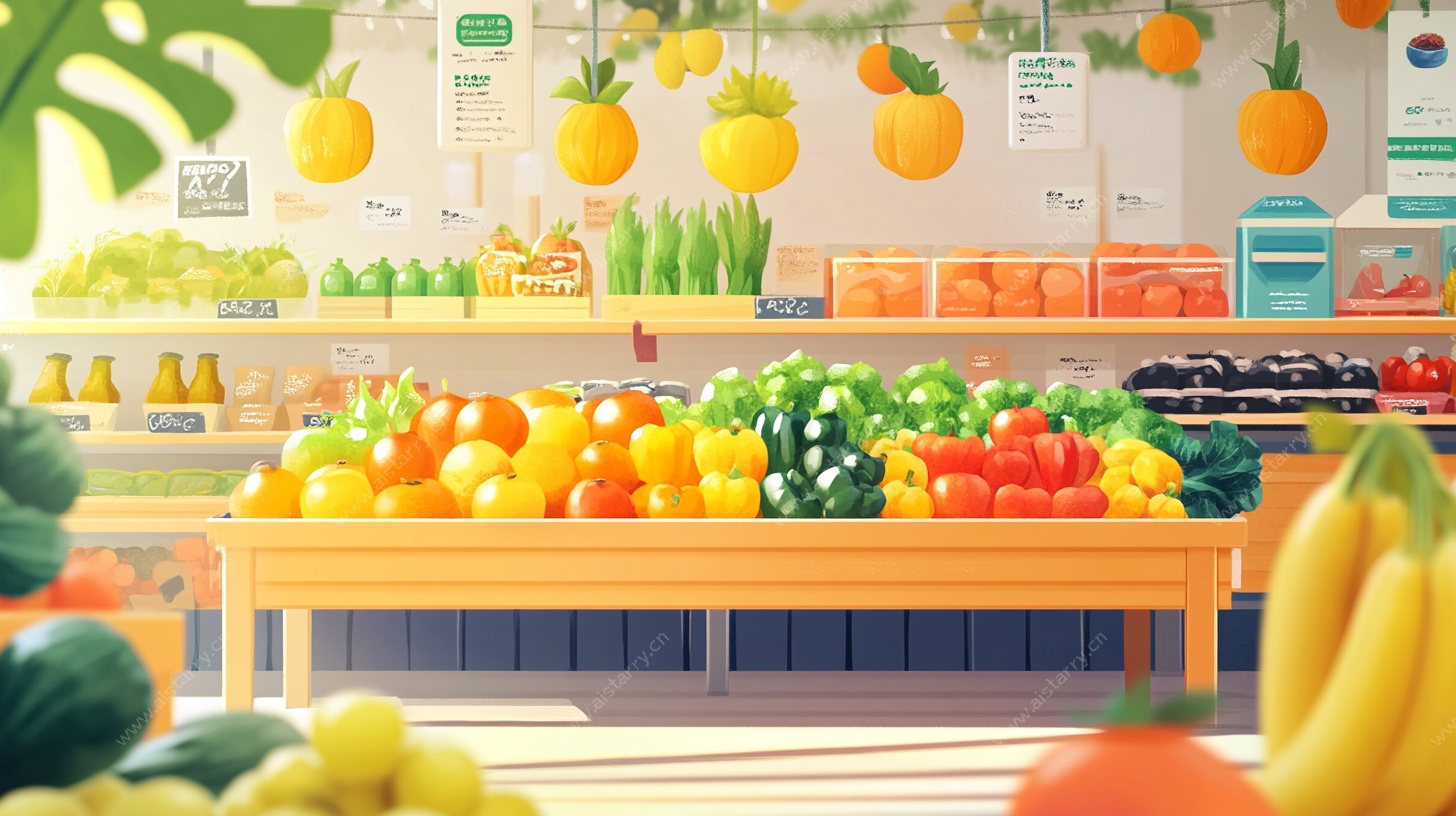 超市蔬果区的缤纷景象