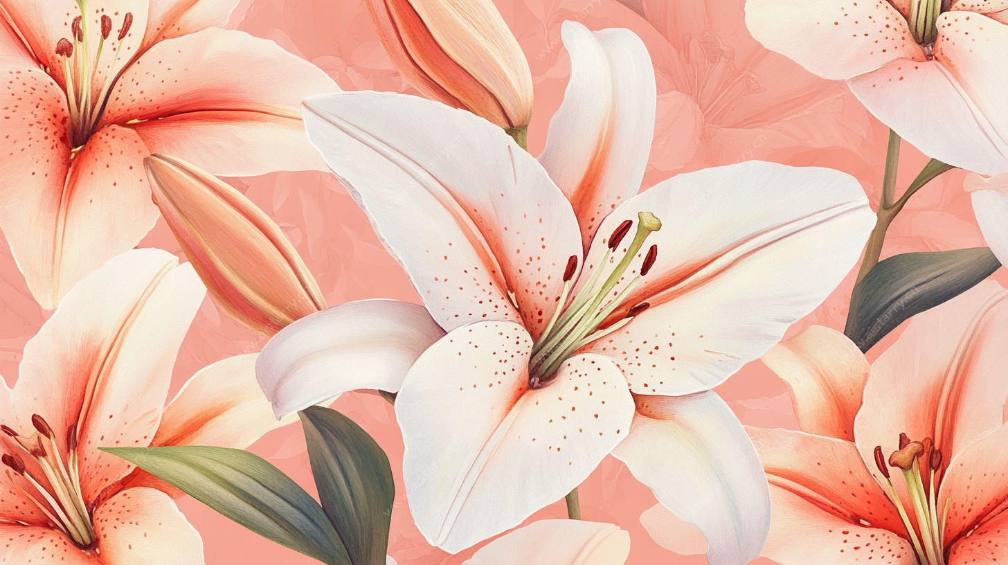 粉色百合花卉图案背景