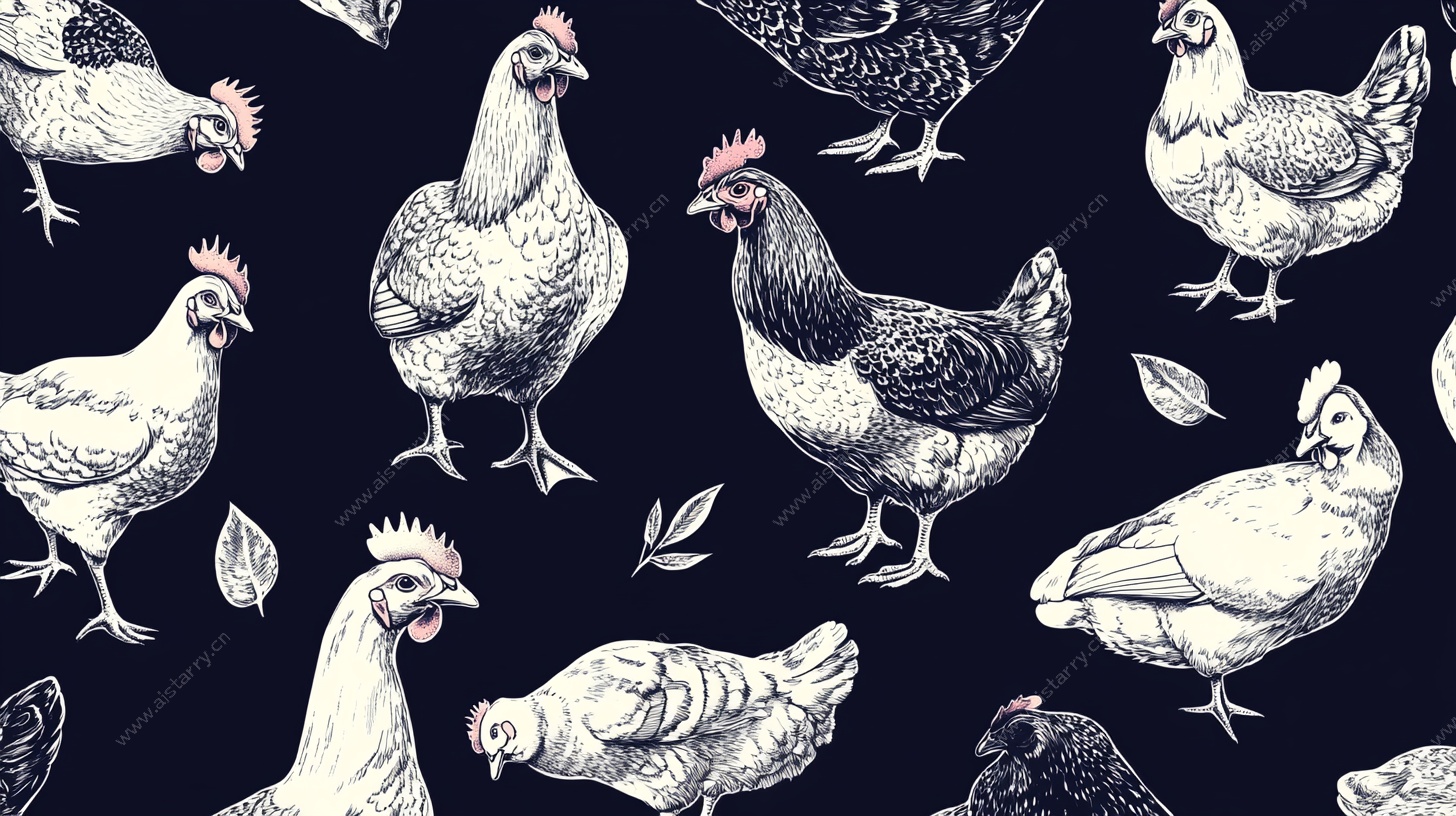 手绘风鸡群图案背景图